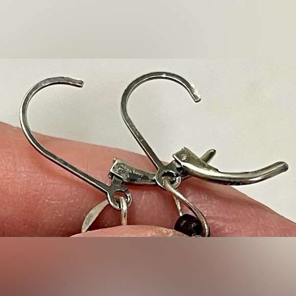 925 leather dangling pierced earrings w/faux stones jewelry - Picture 8 of 16